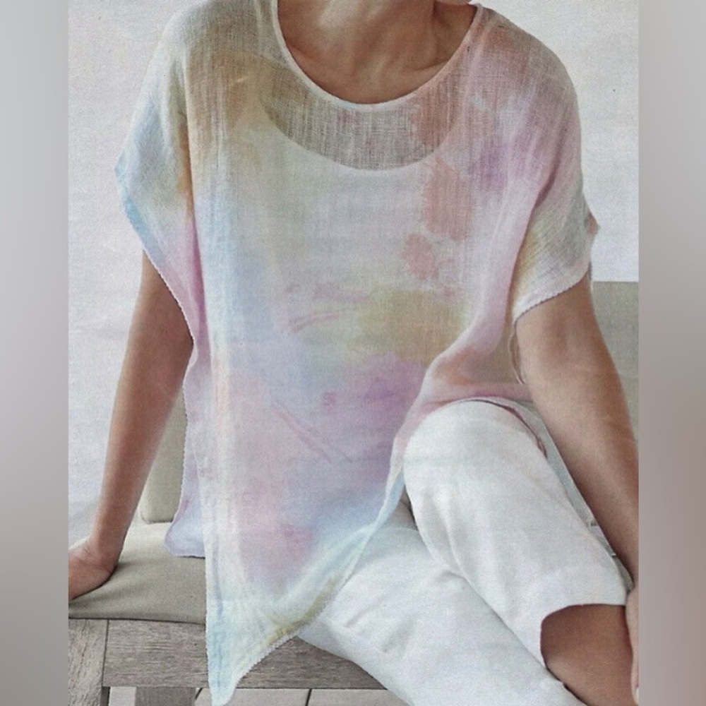 NWT!!!! Pure Jill J Jill Poncho women’s one size 100% Linen Pastel